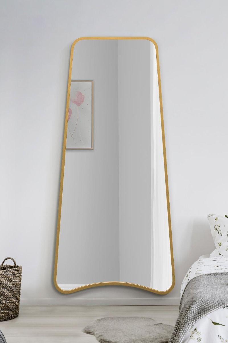 MirrorOutlet Gold Metal Trapezoid Shape Framed Wall Mirror (180CM X 85CM) 2