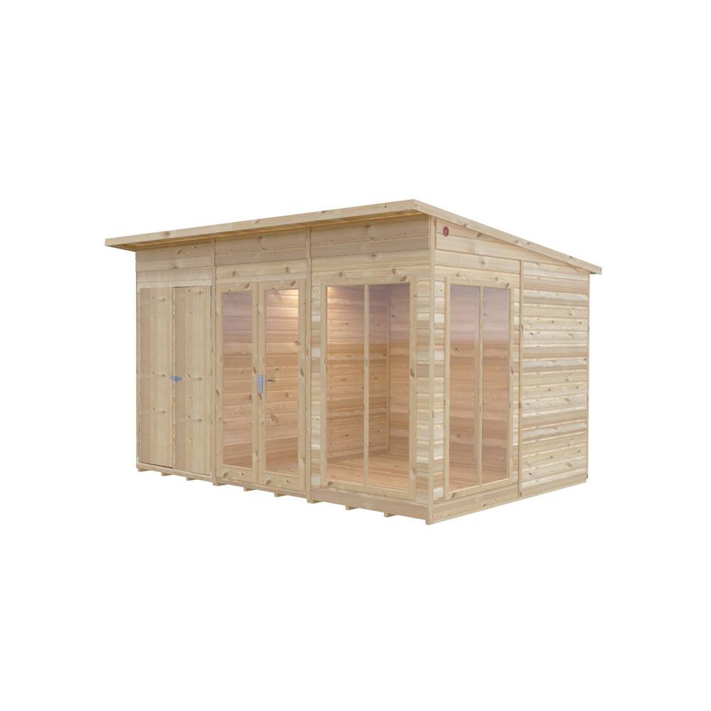 Shires Lela 12 x 8 Summerhouse including Storage - L244.8 x W357 x H227.5 cm in Light Brown 2
