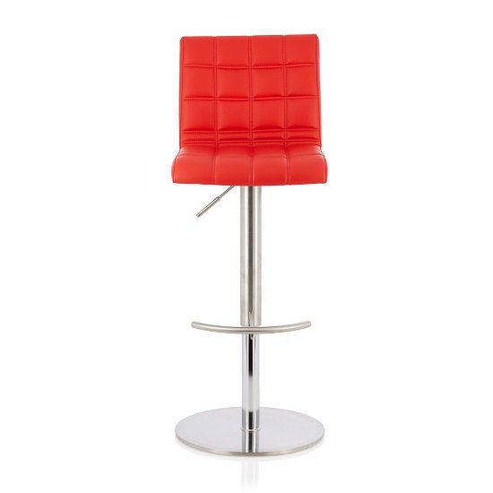 Jorden Bar Stool In Red Faux Leather And Stainless Steel Base