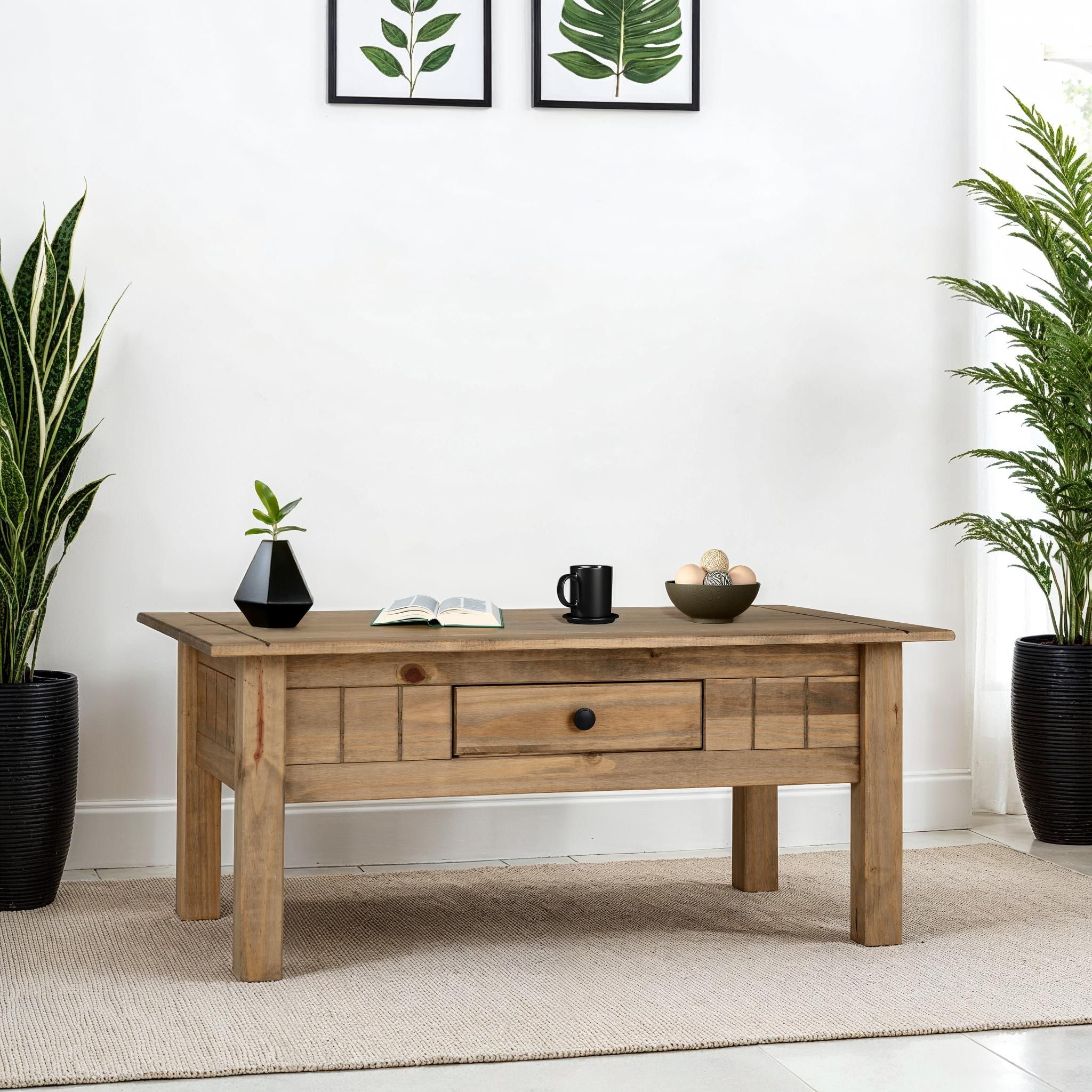Seconique Panama 1 Drawer Coffee Table in Natural