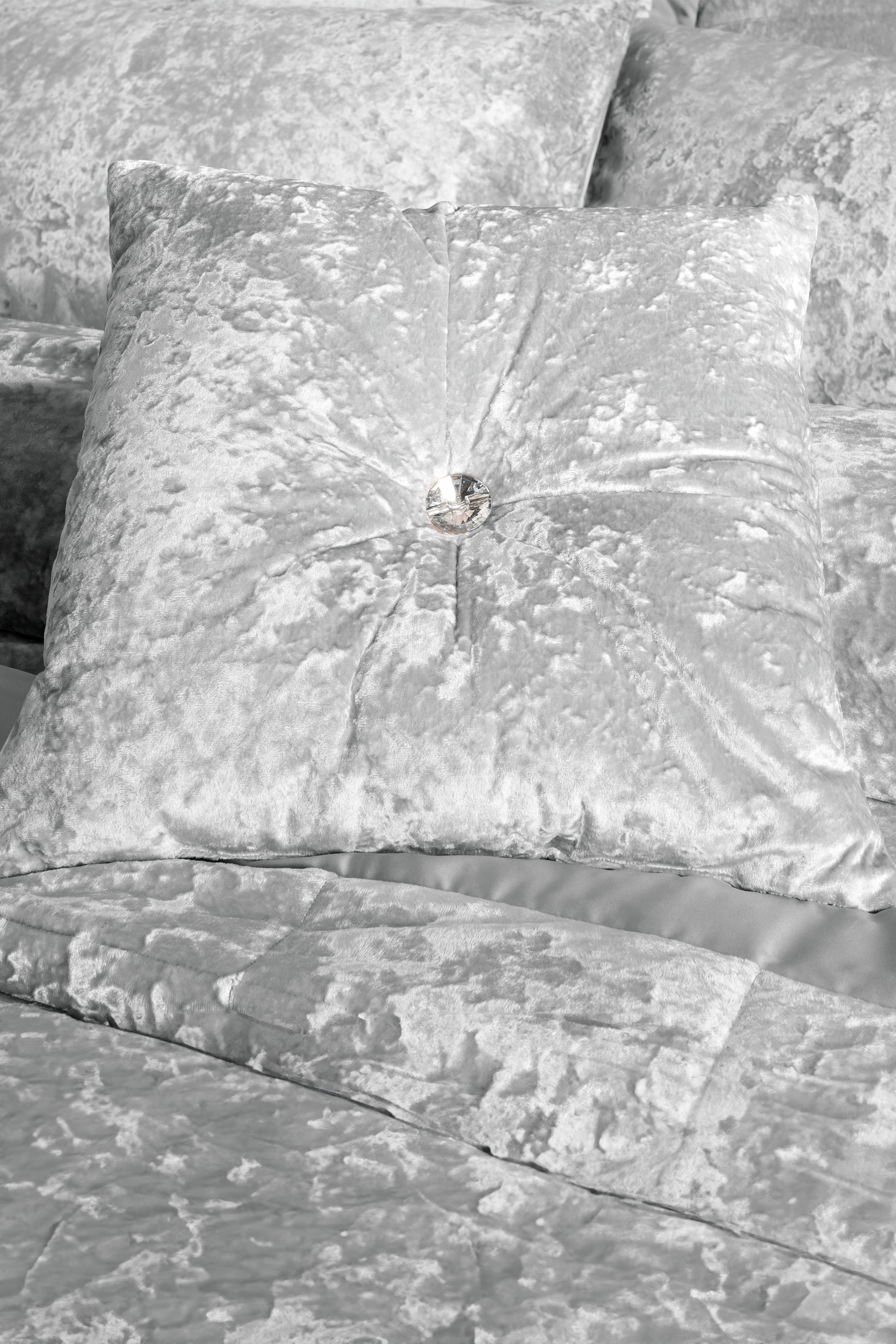 Catherine Lansfield Crushed Velvet Cushion in Silver