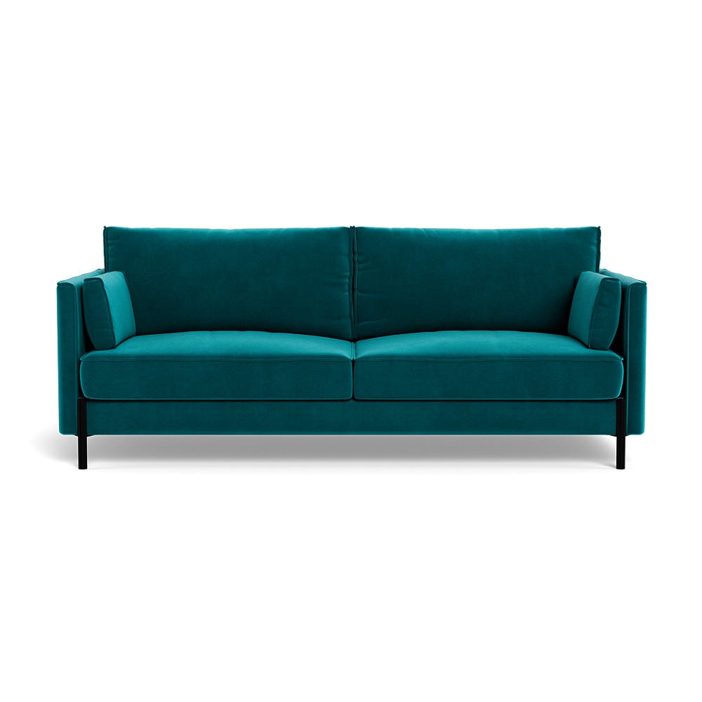 Heal's Tortona 3 Seater Sofa Smart Velvet Petrol Black Feet