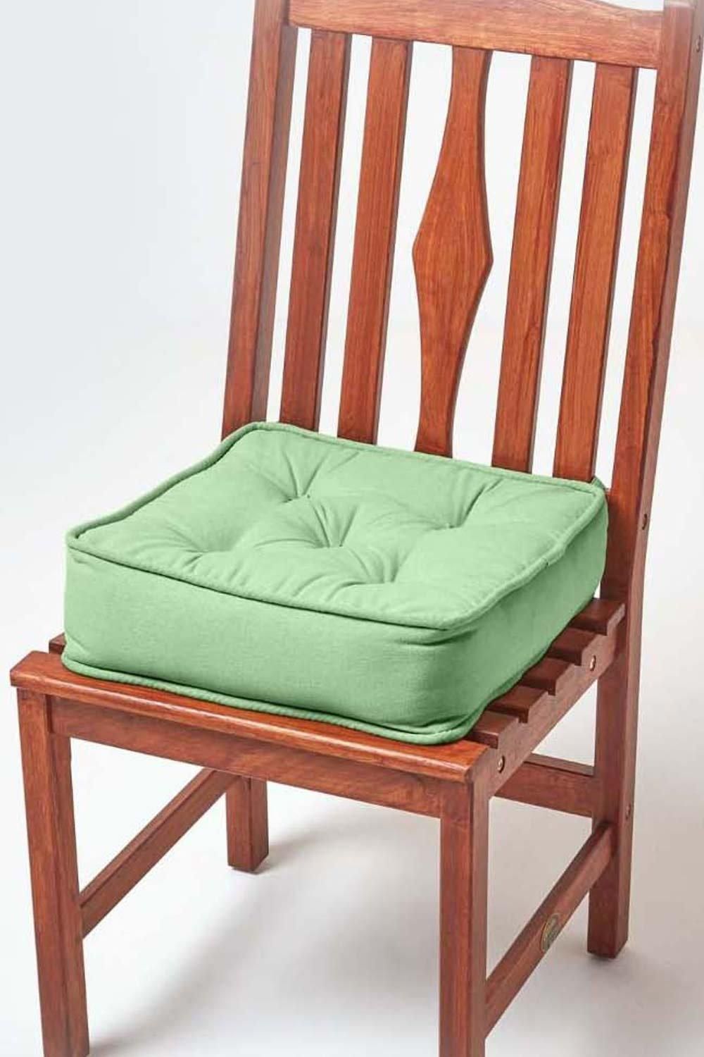 Homescapes Cotton Dining Chair Booster Cushion in Dark Green