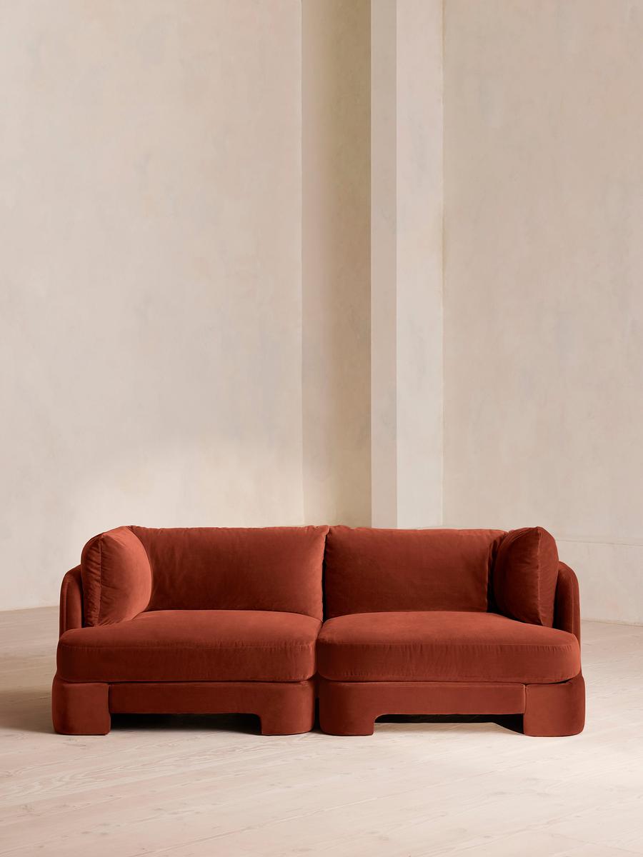 Odell Deeper Sit Modular Sofa, Three Seater, Velvet Rust