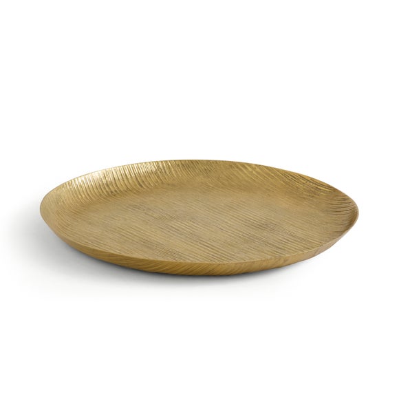 Gold Textured Aluminium Round Tray 3
