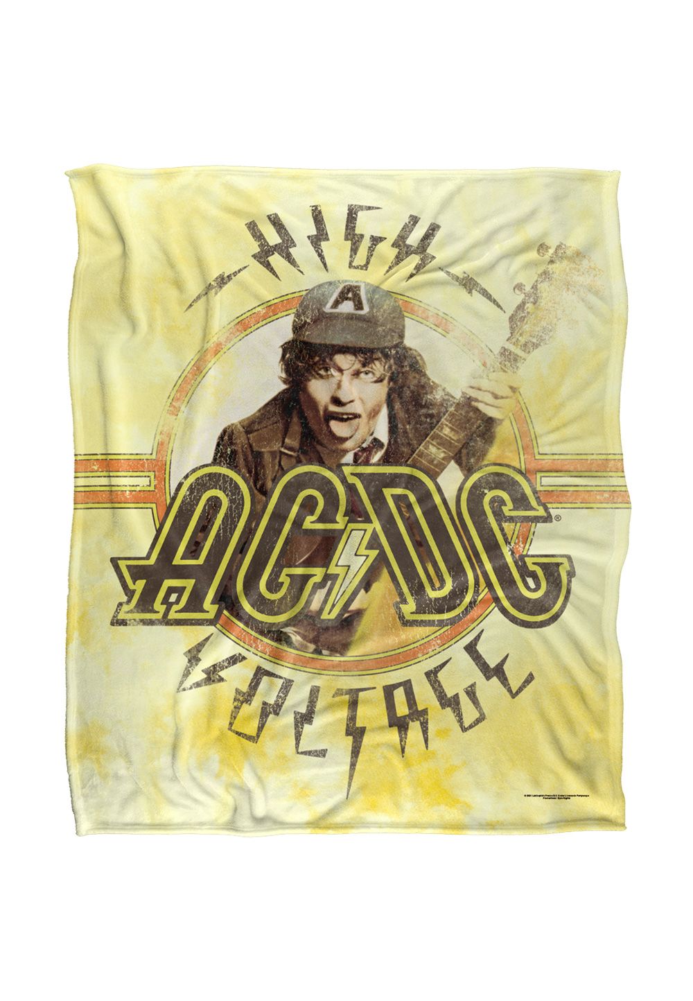 AC/DC ACDC High Voltage Tie Dye Silky Touch Super Soft Throw Blanket 152 X 127 cm in White