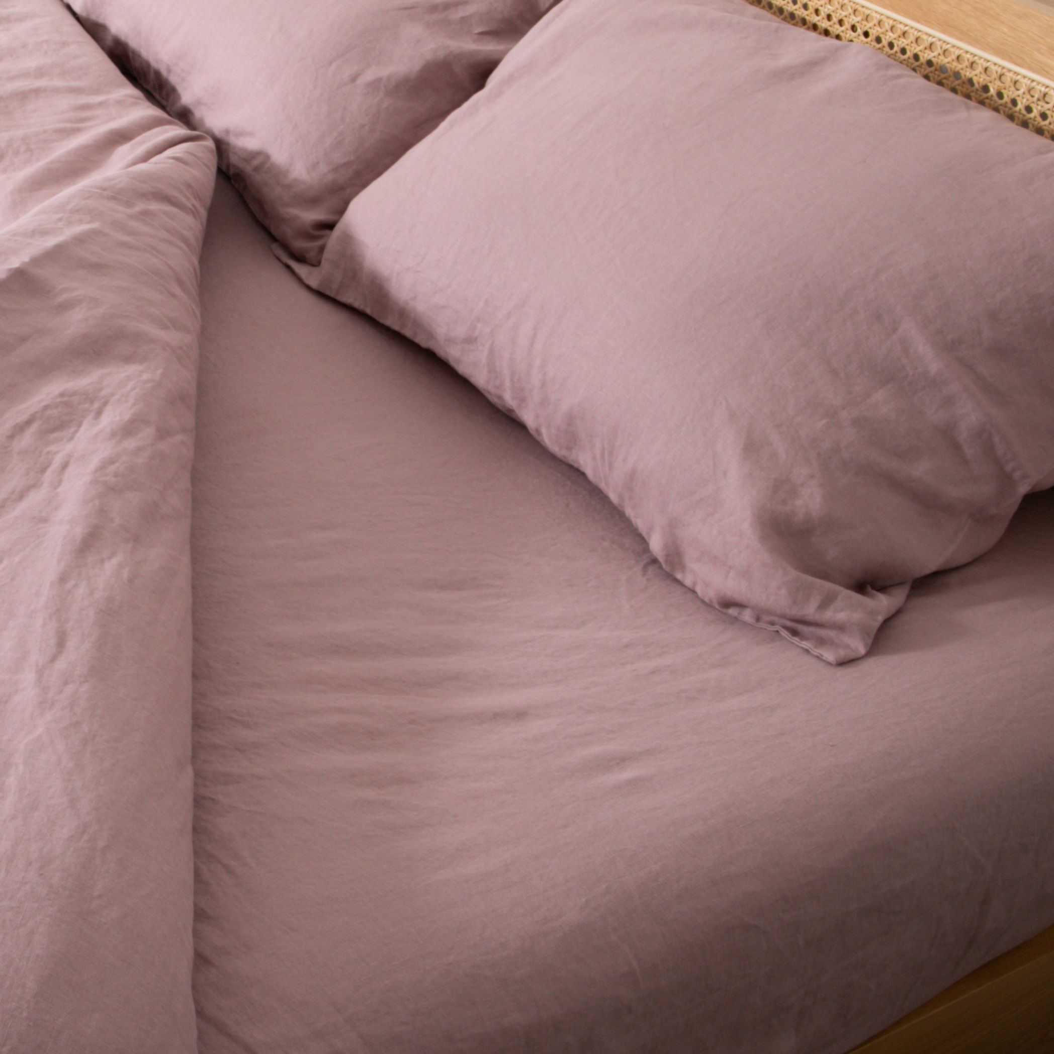 Native Natural Blush Pink Single 100% Linen Fitted Sheet (90x190cm) in Rose