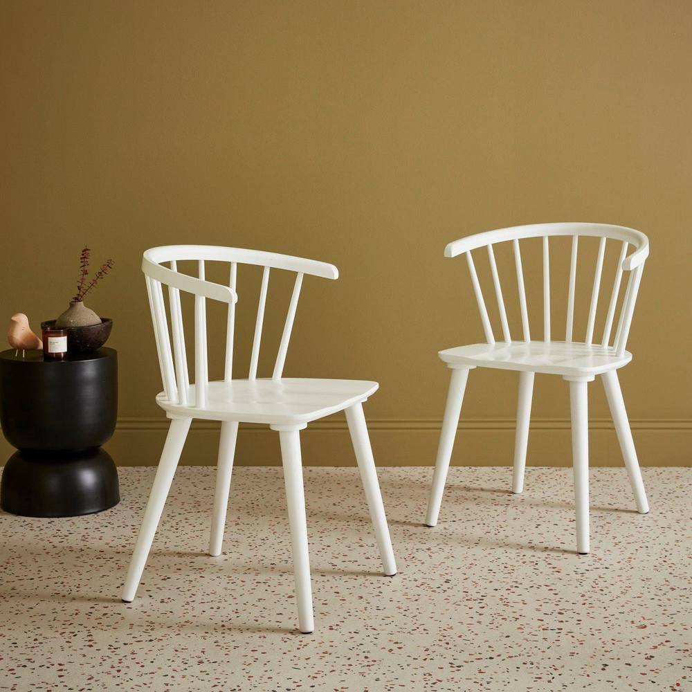 sweeek Pair Of Chairs In Walnut Wood & Plywood in White 1