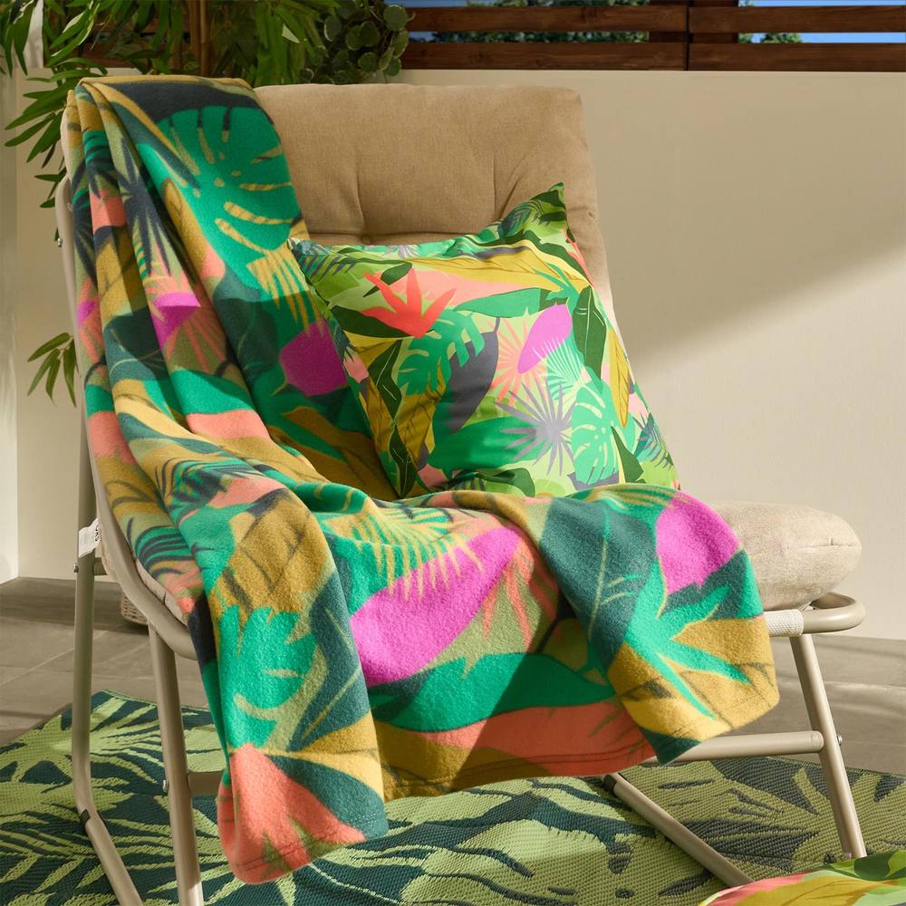 OHS Tropical Print Polar Fleece Throw Blanket Lightweight Bedspread