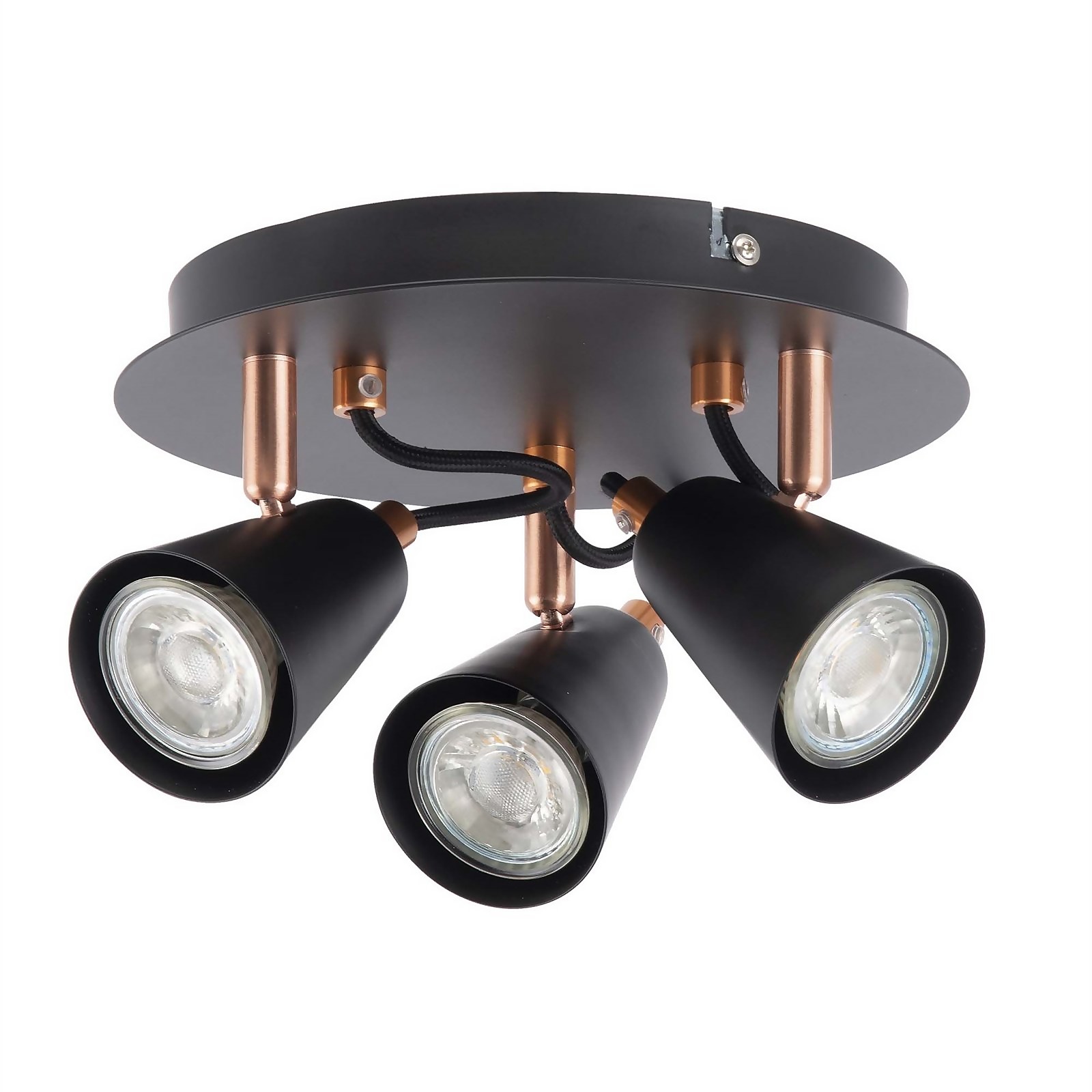 Emma 3 Lamp Spotlight Plate, Black/Copper