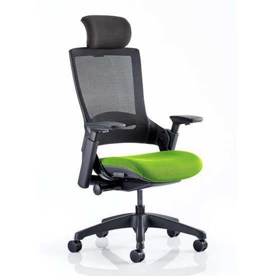 Molet Black Back Headrest Office Chair With Myrrh Green Seat