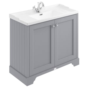 Bayswater Victrion Plummett Grey Traditional Freestanding Vanity Unit & White Recessed Basin - 1000mm