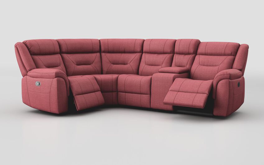 Pink Fabric Ainsdale 1 Corner 2 Manual Sofa with Console