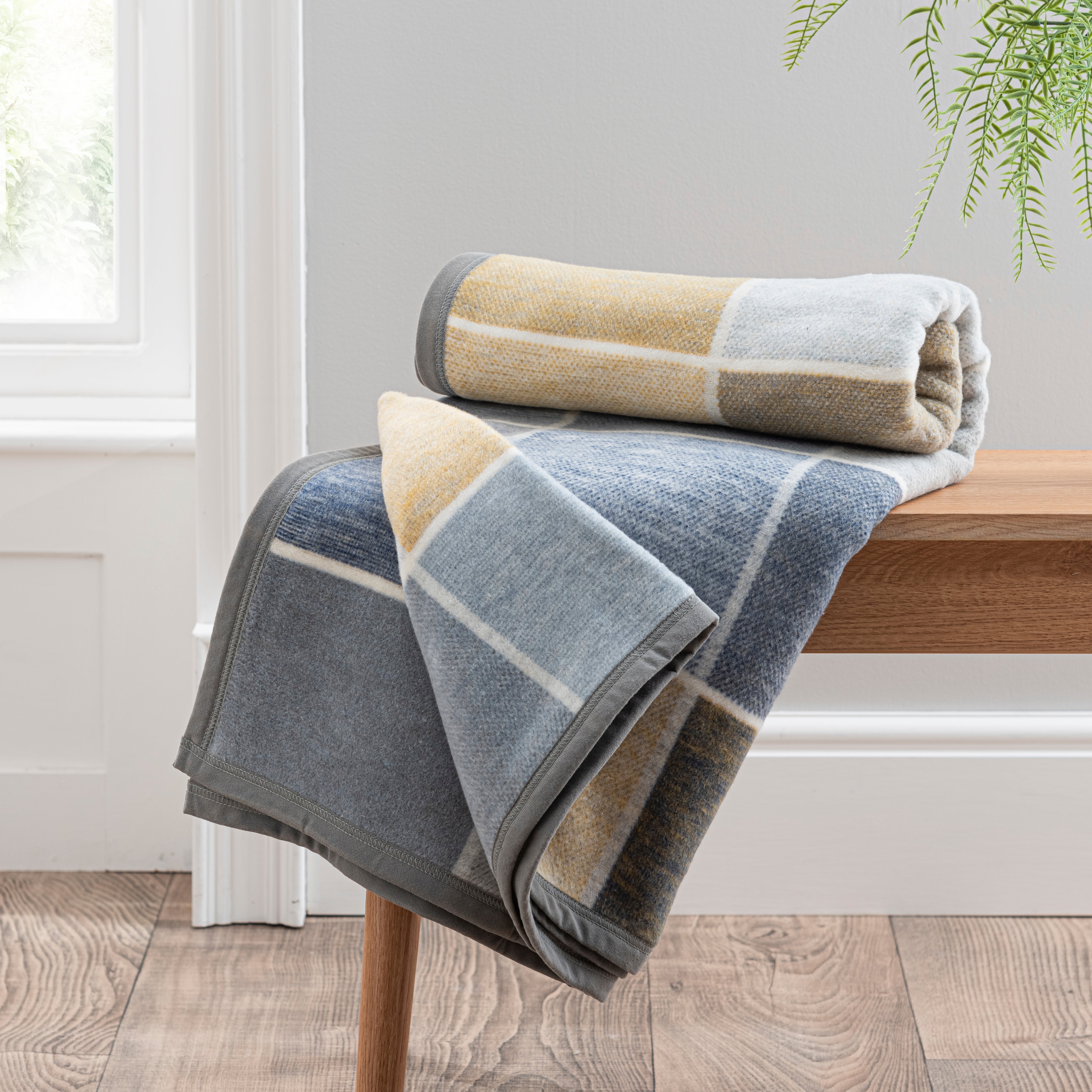 Super Soft Squares Throw Ochre