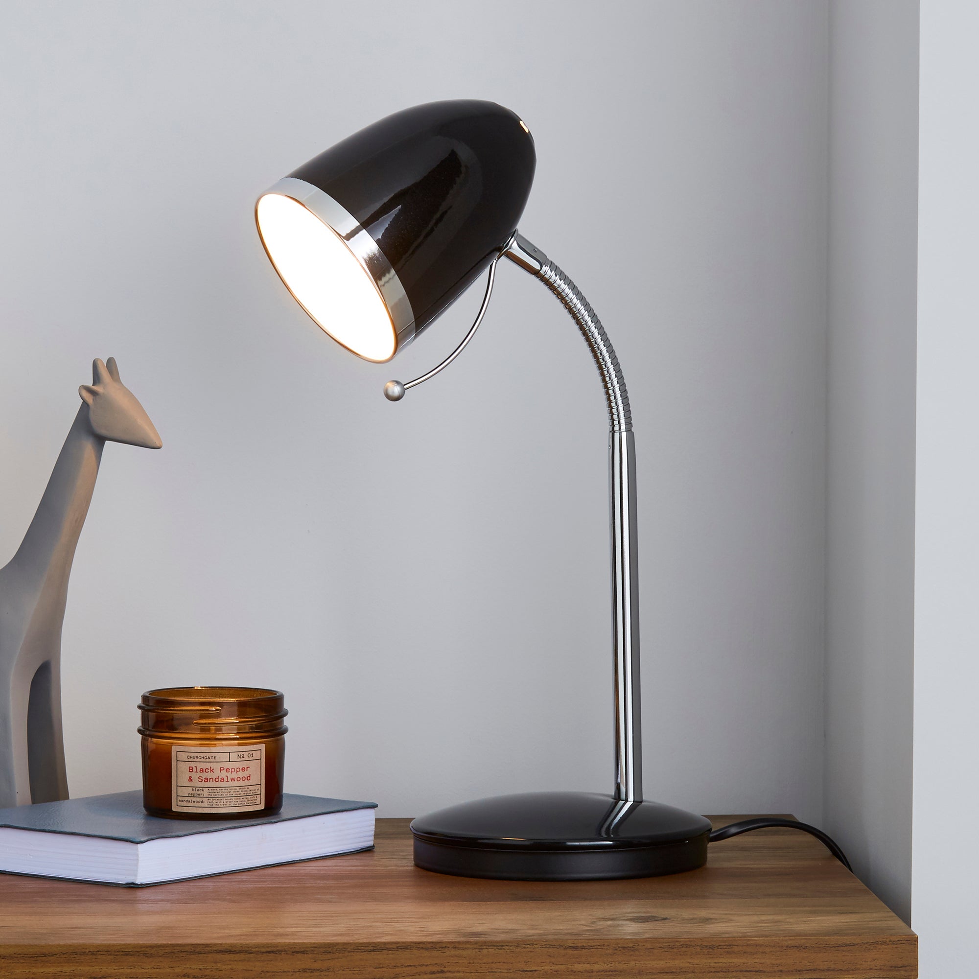 Tate Black and Chrome Desk Lamp Black