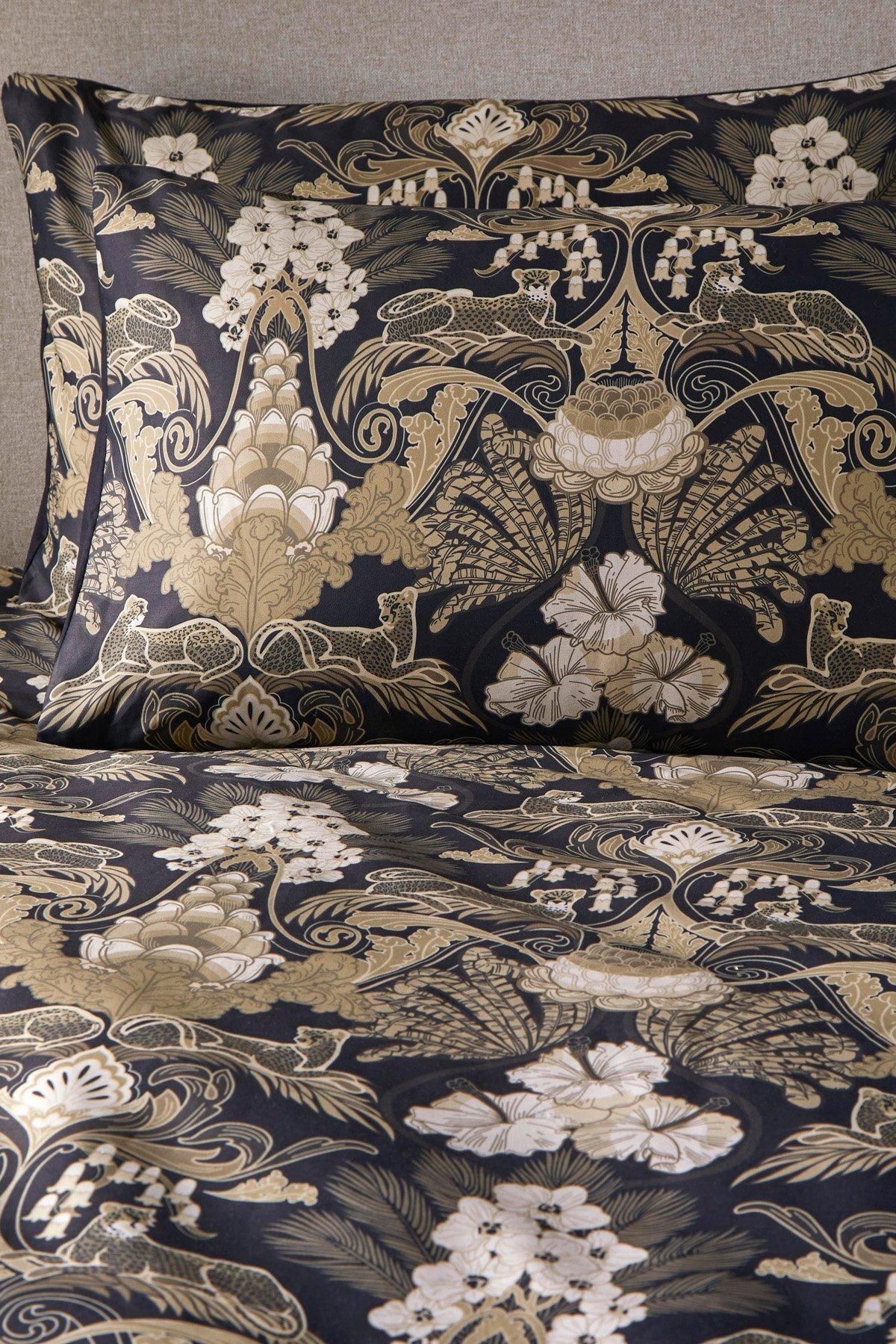 Laurence Llewelyn-Bowen 'Suburban Jungle' 100% Cotton Rich Duvet Cover Set in Black 4