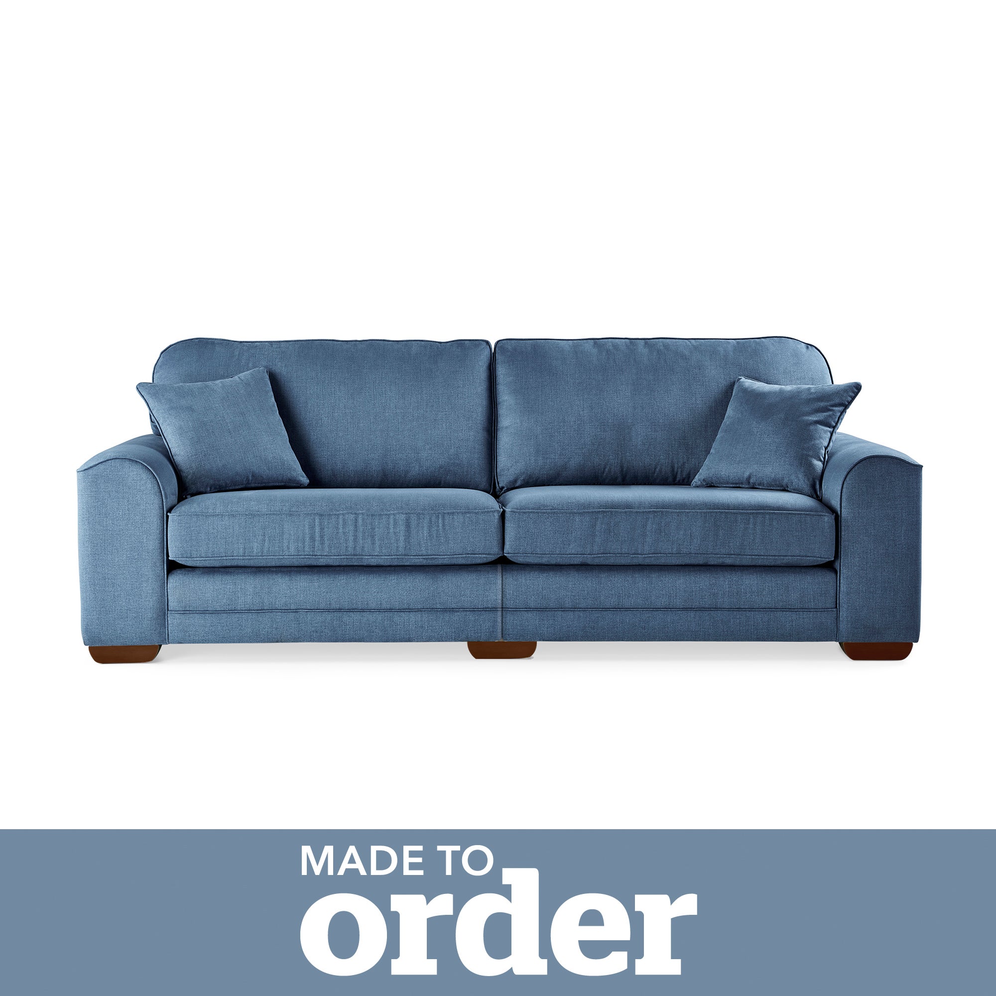 Morello 4 Seater Sofa Brushed Plain Fabric Blue