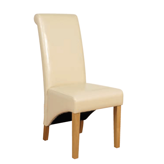 Rocco PU Leather Dining Dining Chair In Ivory