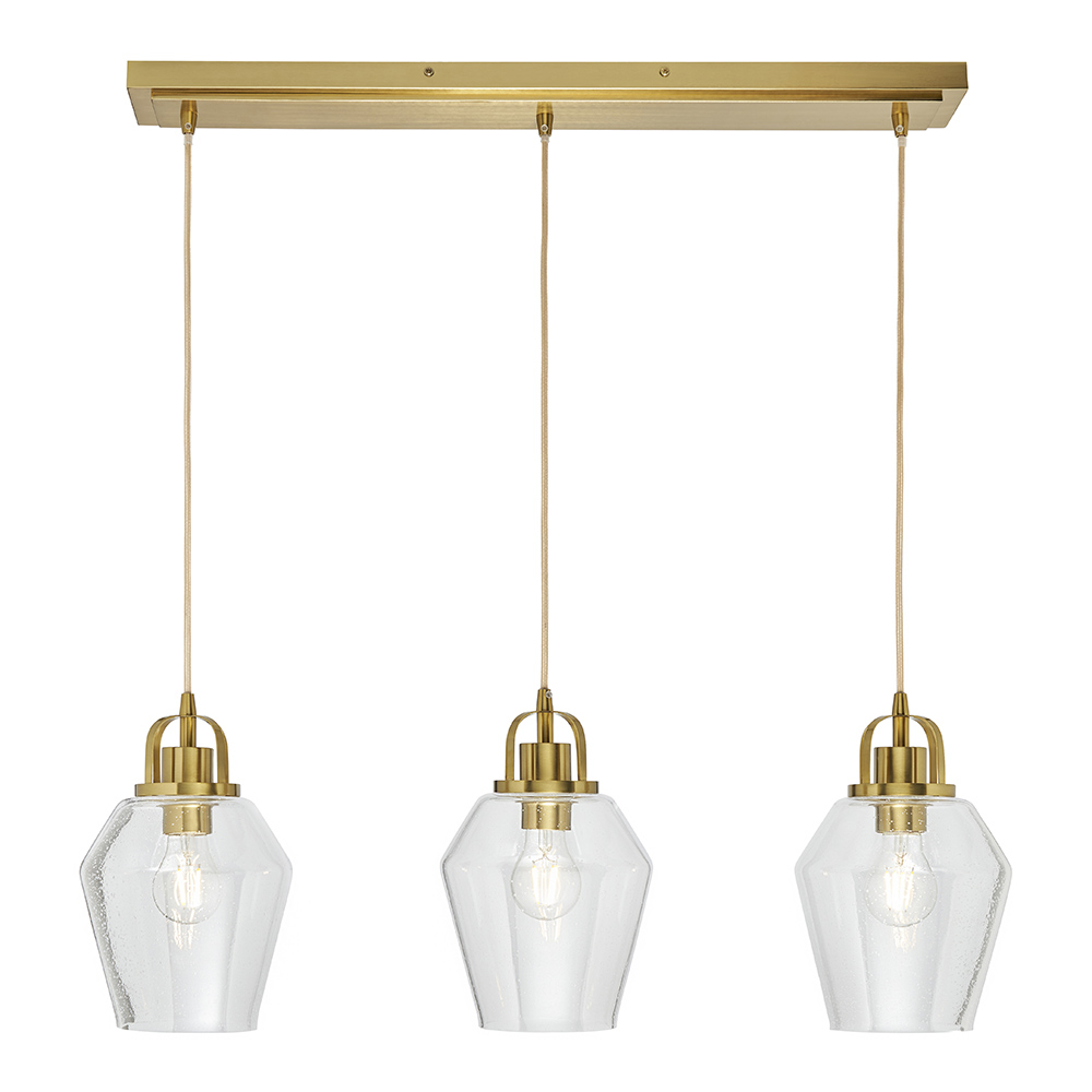 Saskia Bubble Glass Diner Pendant Bar, Satin Brass