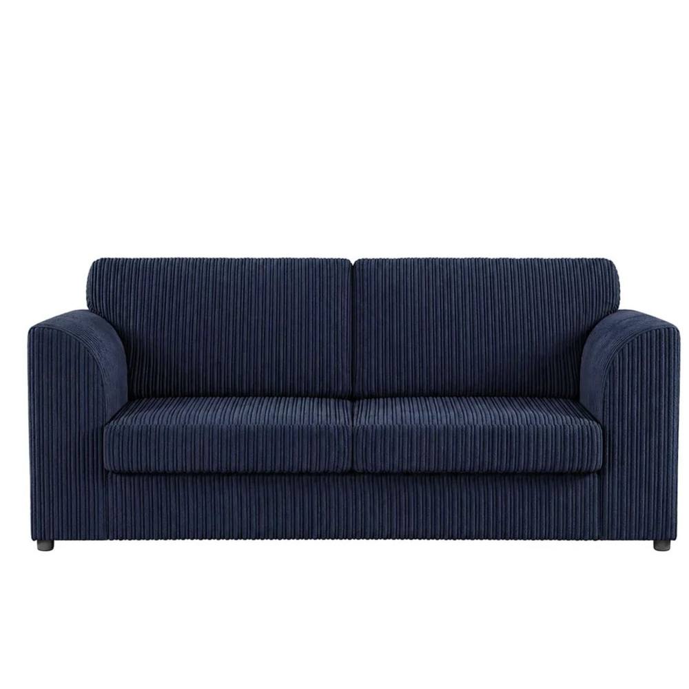 Bliss Furniture Jumbo Cord High Back 3 Seater Sofa Luxury in Blue