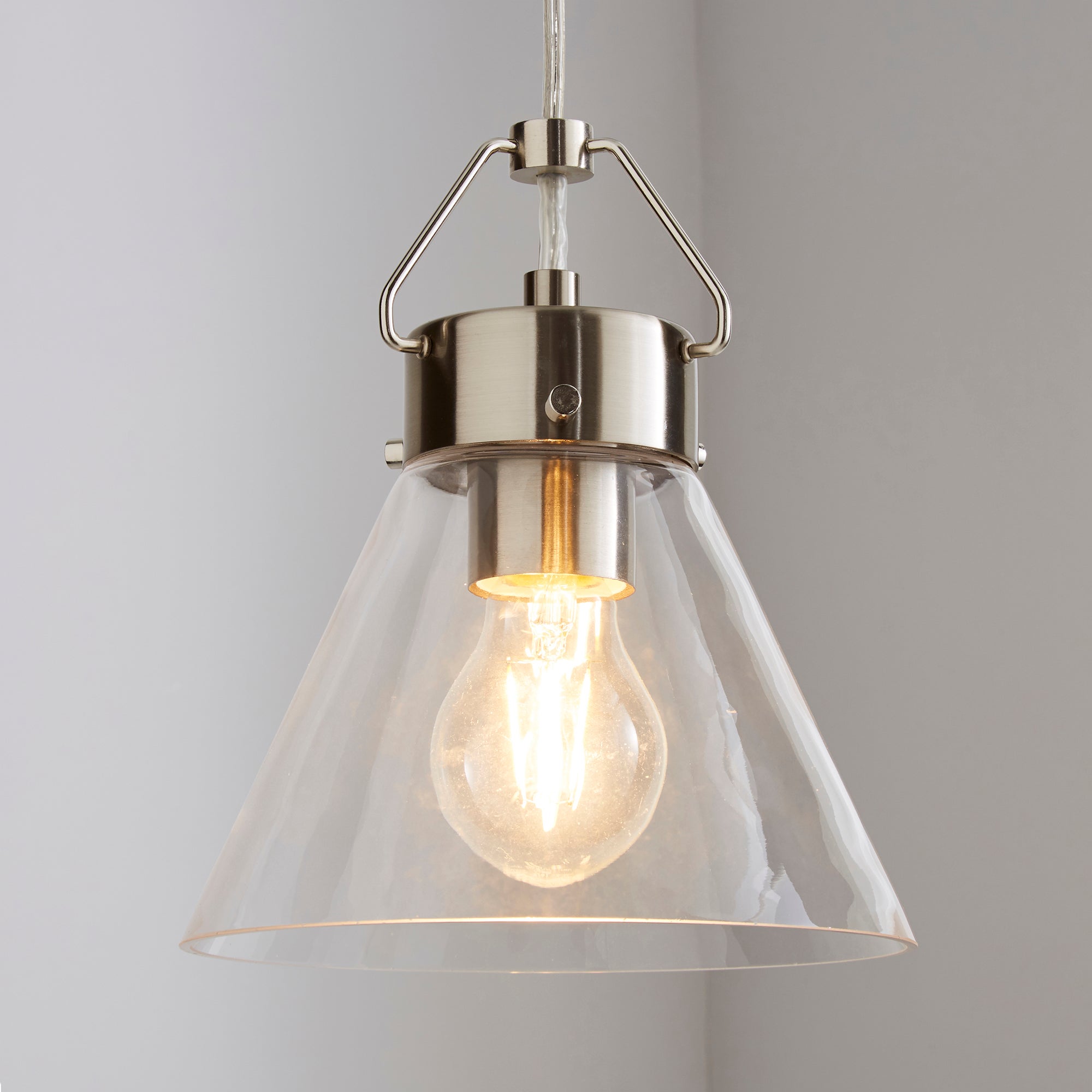 Delavin 1 Light Pendant Glass Ceiling Fitting Silver