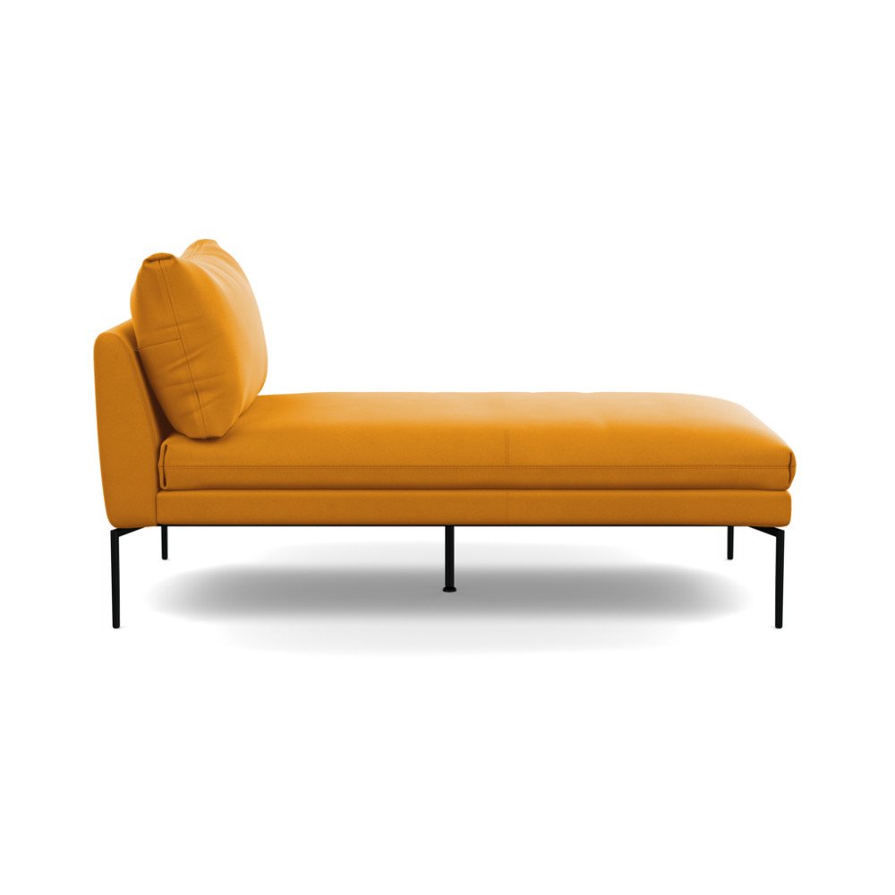 Heal's Matera Chaise Longue Nobilis Velvet Mustard Black Feet
