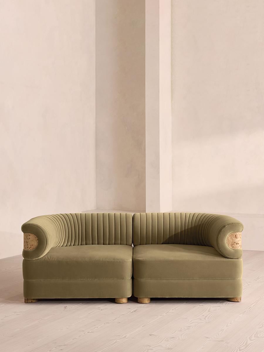 Caleb Modular Three Seater Sofa, Velvet, Lichen, Blonde Burl