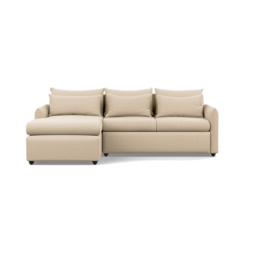 Heal's Pillow Medium LHF Corner Chaise Sofa Bed Brushed Cotton Oat Black Feet