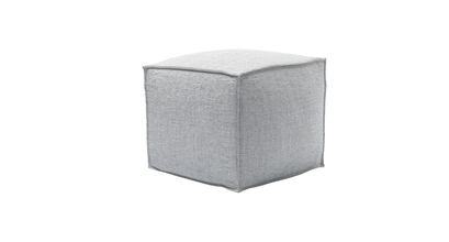 Isaac Small Square Footstool in Koala Chelsea Linen - sofa.com