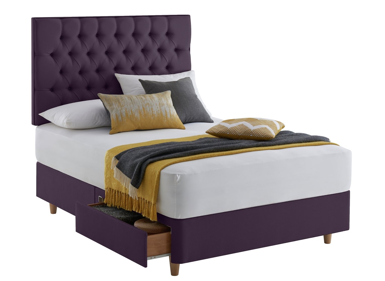 Silentnight Sassaria Small Double 2 Drawer Divan Bed -Purple