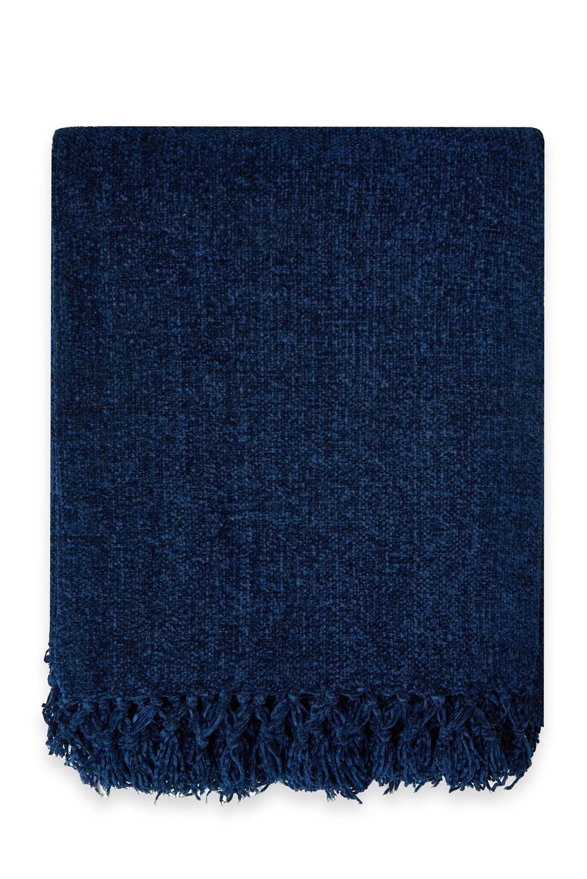 Emma Barclay Darcy Tassel Blanket/Throw in Navy