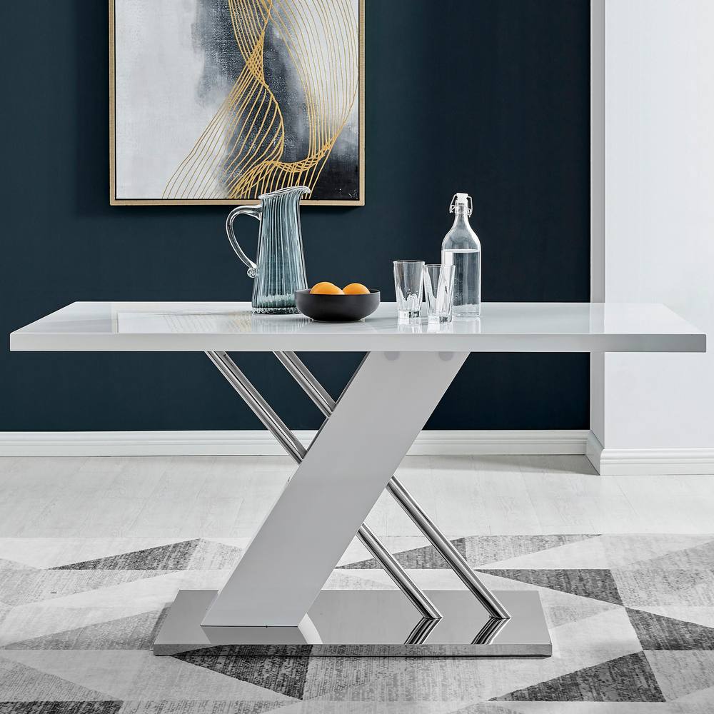 FurnitureboxUK Sorrento 150cm 6-Seater White High Gloss & Chrome Modern Dining Table