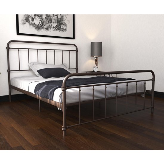 Wallace Metal Double Bed In Bronze