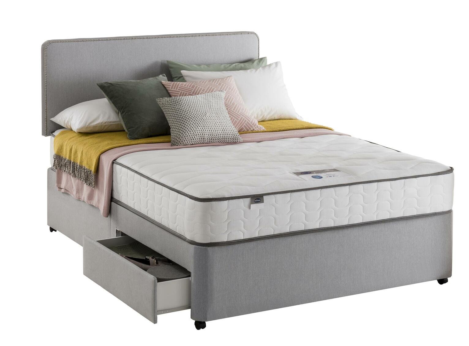 Silentnight Pavia Comfort 2 Drawer Grey Divan - Kingsize