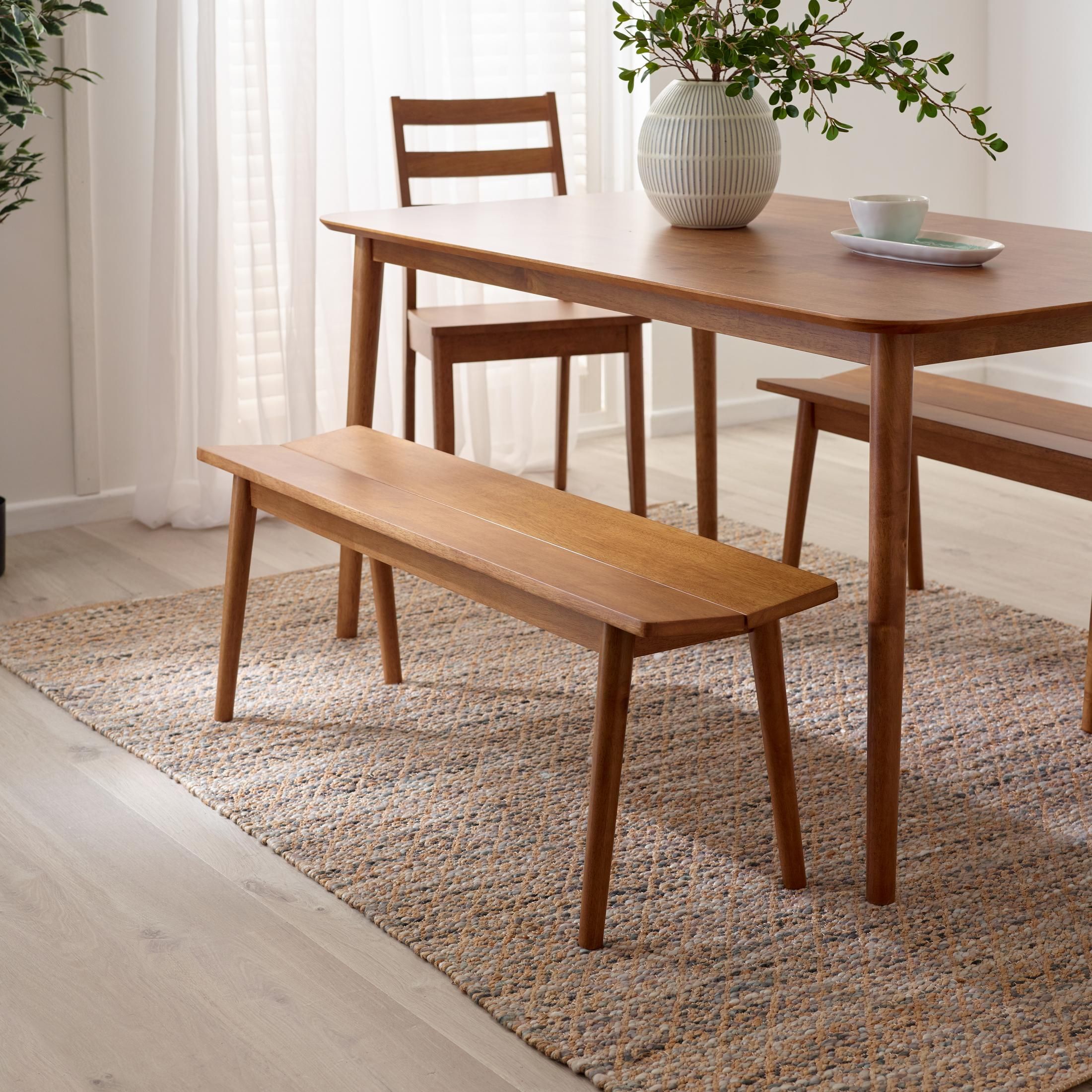 FurnitureboxUK Lynton Small Solid Wood Rustin Farmhouse Dining Bench in Walnut