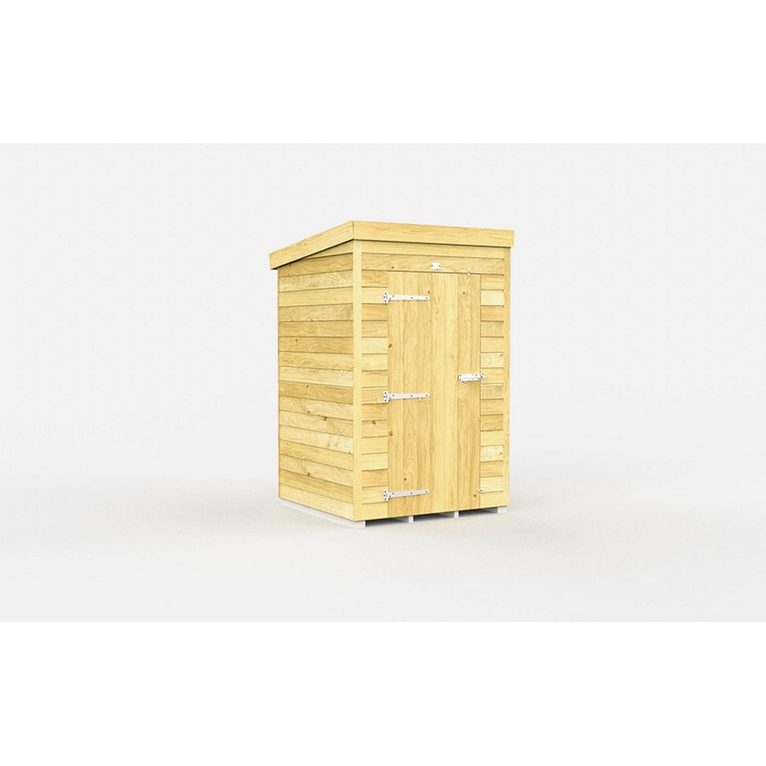 Buttercup Farm 4 x 4 Feet Pent Shed - Single Door W/O Windows - L118 x W127 x H201 cm in Brown