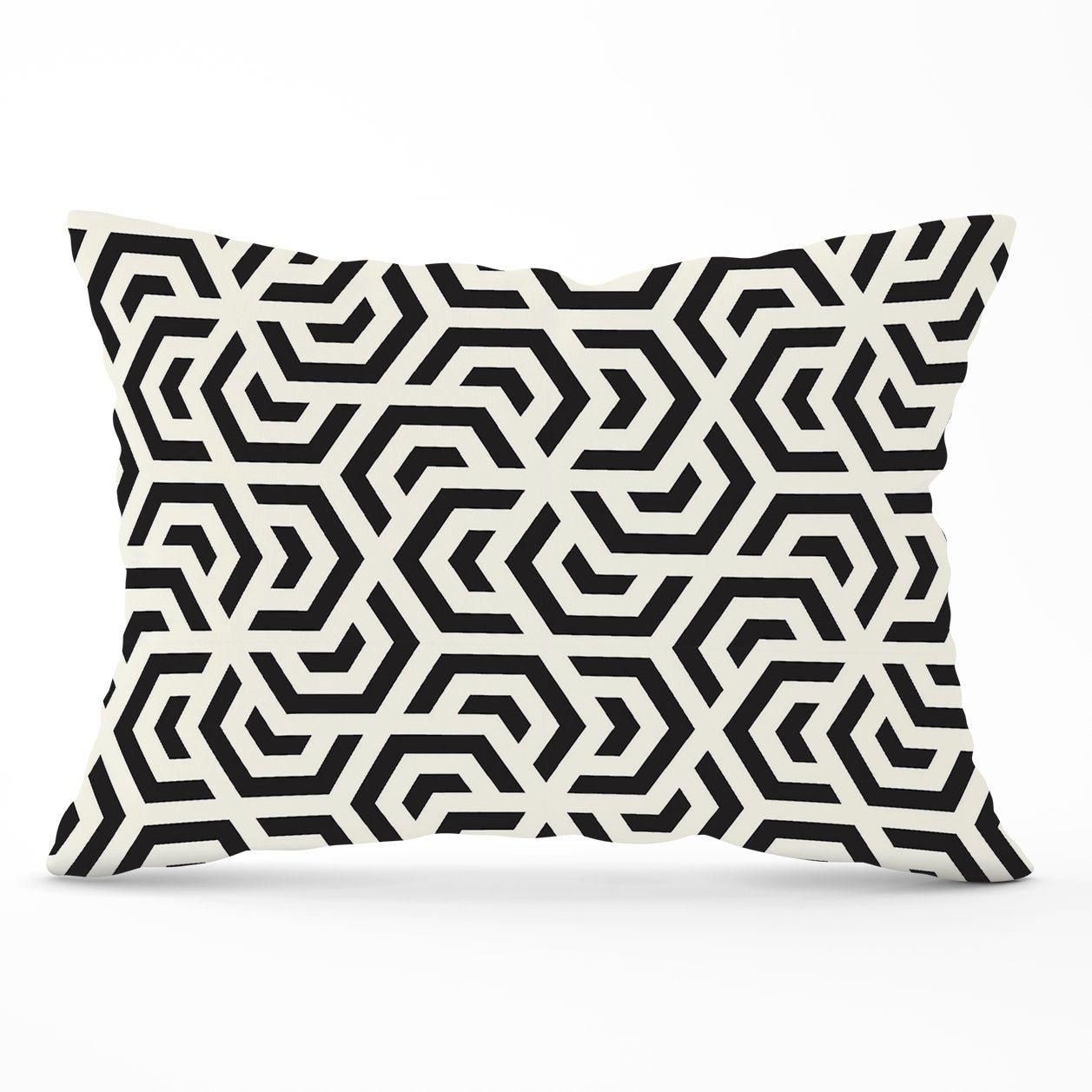 Warren Reed - Designer Hexagonal Geometric Pattern Cushions in Black
