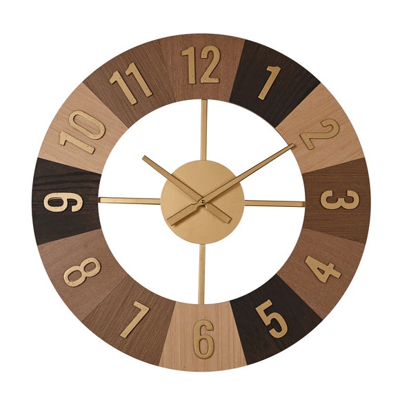 Hometime Sectioned Wood Round Wall Clock