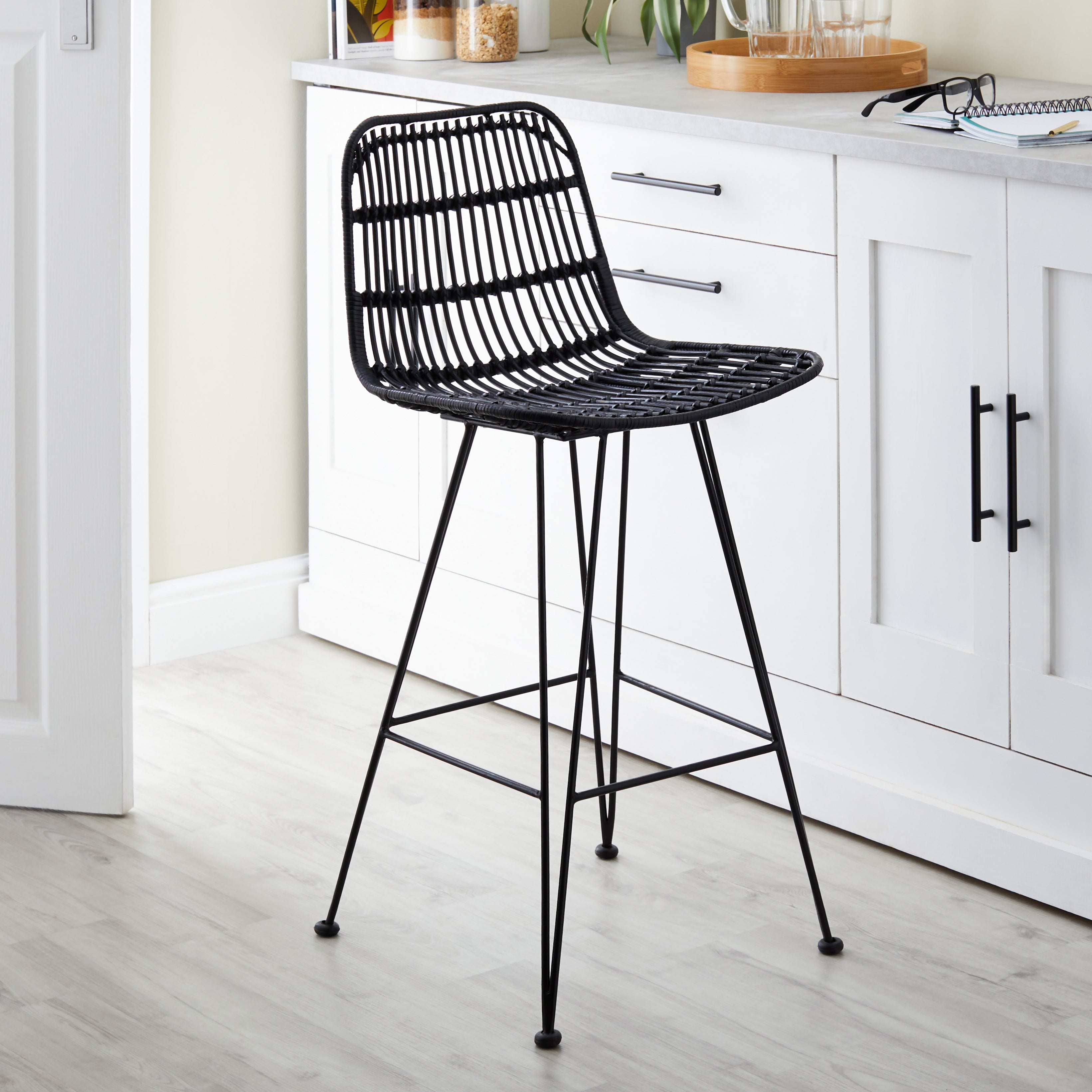 Pax Rattan Barstool Black