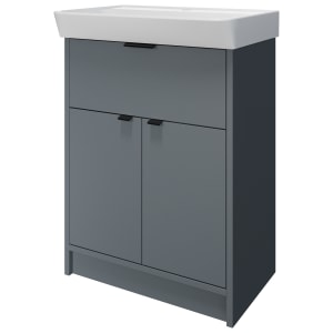 Wickes Nova Monument Grey Freestanding Vanity Unit & Easton Basin - 835 x 600mm