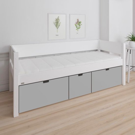 Morden Kids Wooden Day Bed With 3 Drawers In Silver Grey