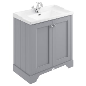 Bayswater Victrion Plummett Grey Traditional Freestanding Vanity Unit & White Recessed Basin - 800mm