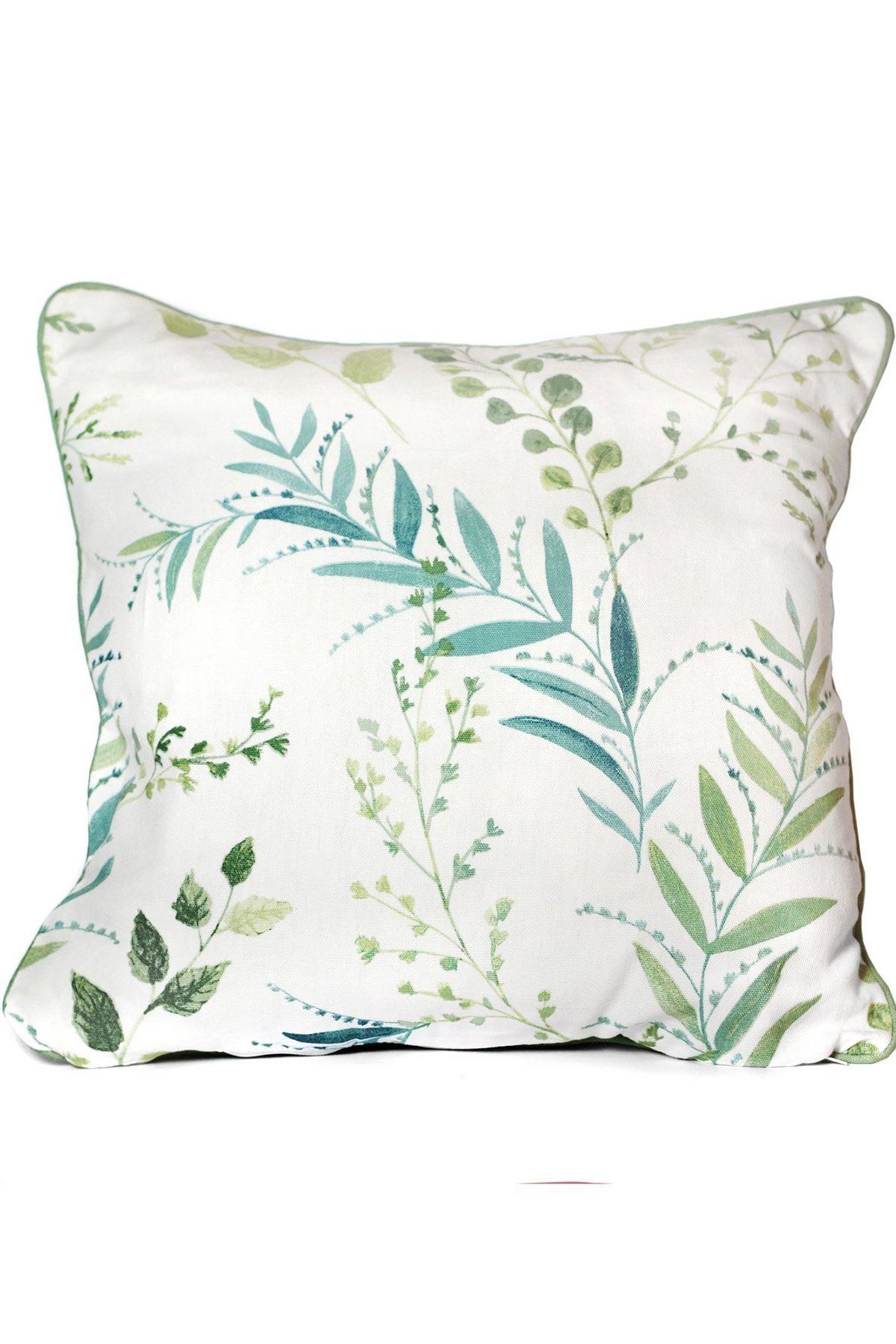 Fusion 'Fernworthy' Spring Breeze Botanical Print Filled Cushion 100% Cotton in Green