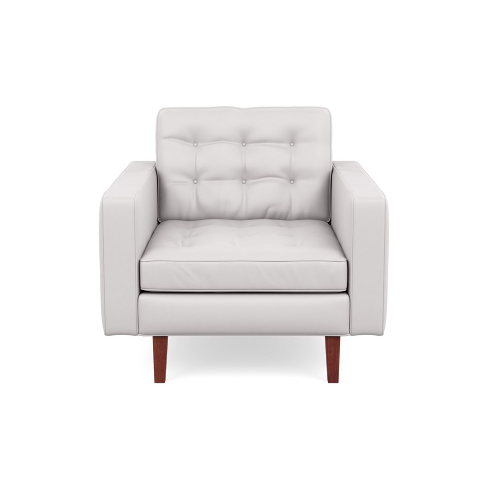 Heal's Hepburn Armchair Leather Grain White 000 Walnut Feet