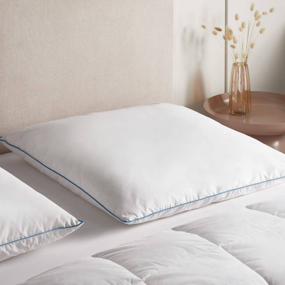 Wyld and Coco Low Duck Feather & Down Pillow 80 x 80 cm Premium Cotton in White