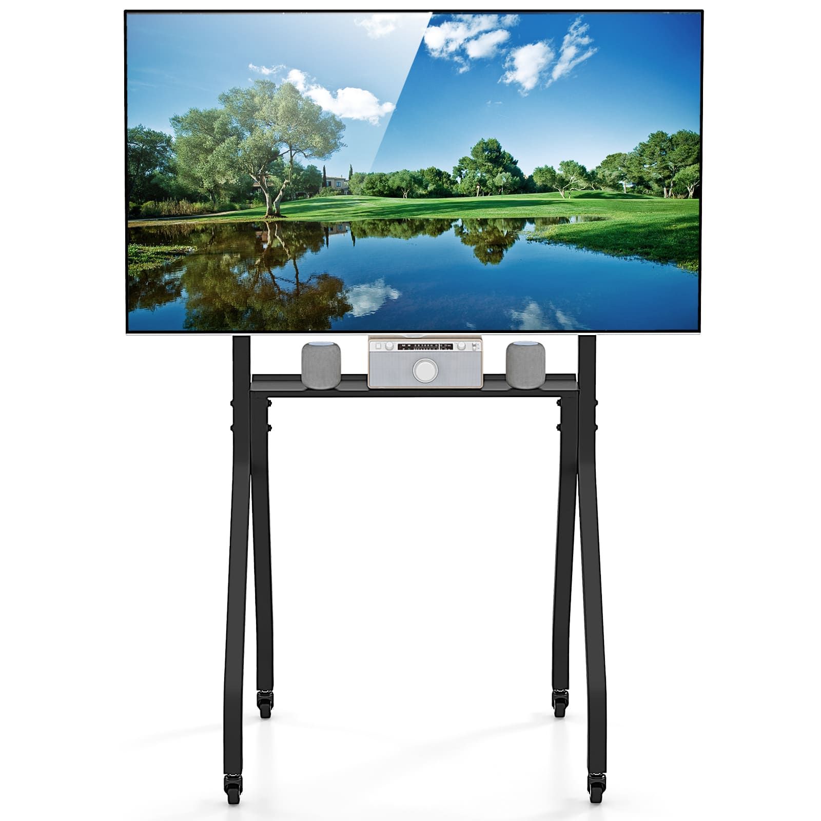 Costway Mobile TV Stand Rolling TV Cart for 43"-100" Flat/Curved Screens in Black