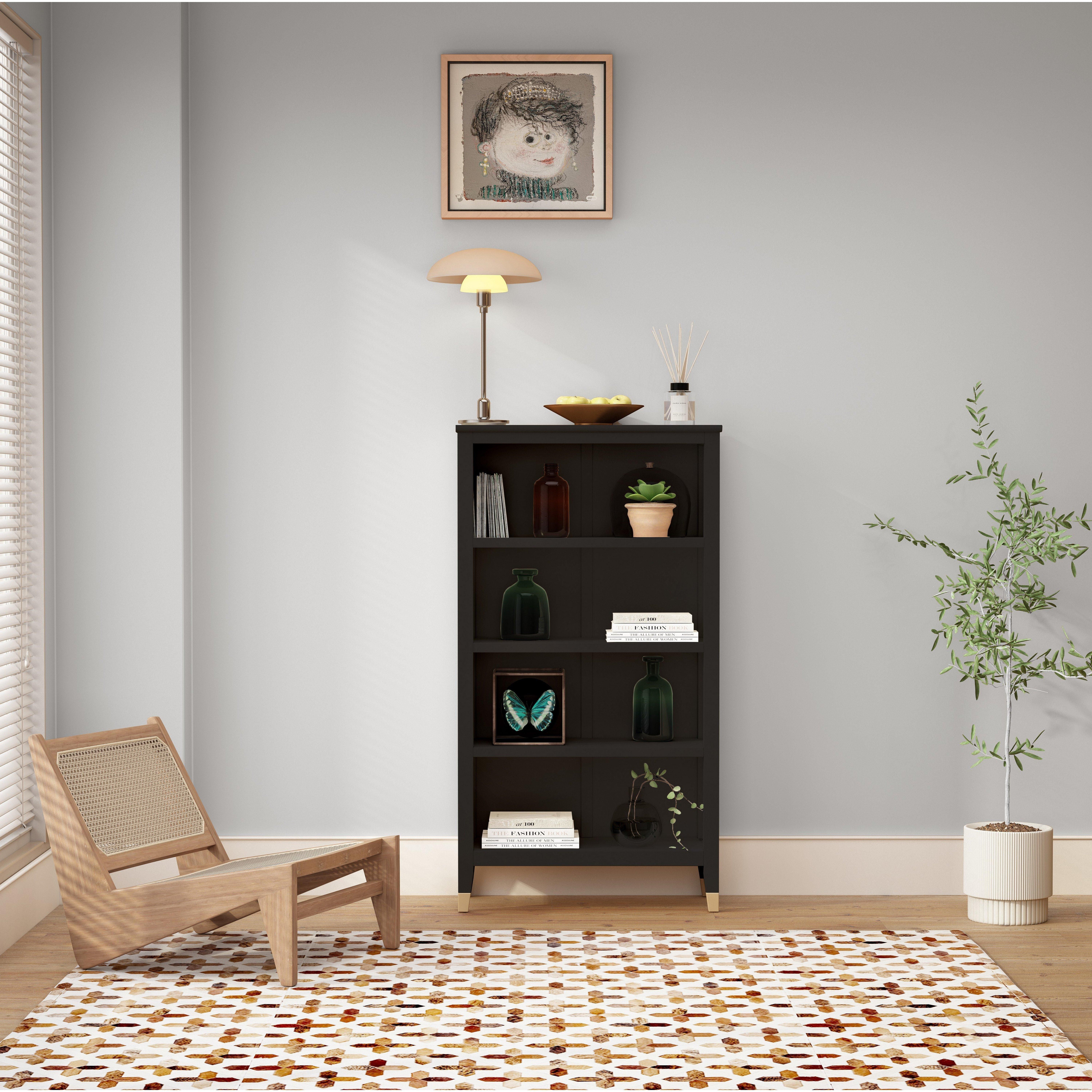 Cabinet Bits Palazzi 4 Tier Bookcase H127 W69 D25cm in Black