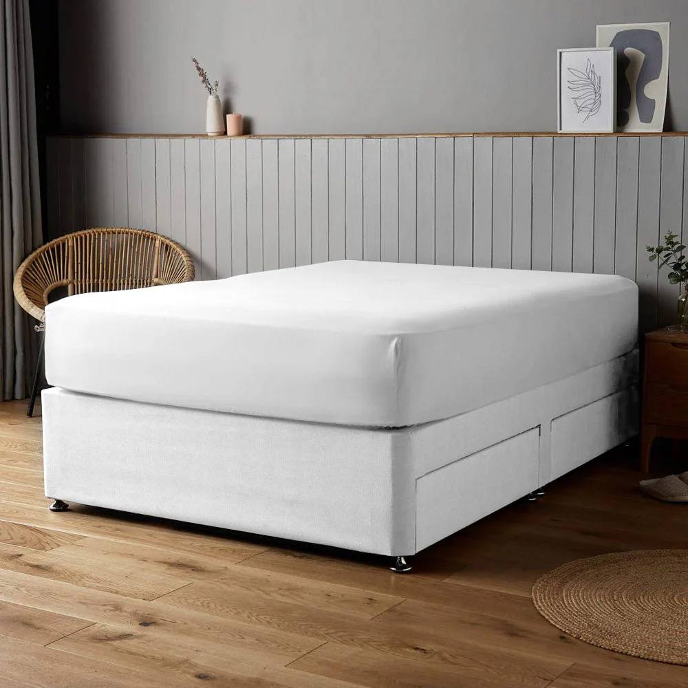Voltico Silentnight Supersoft Fitted Sheet Double - White or Charcoal