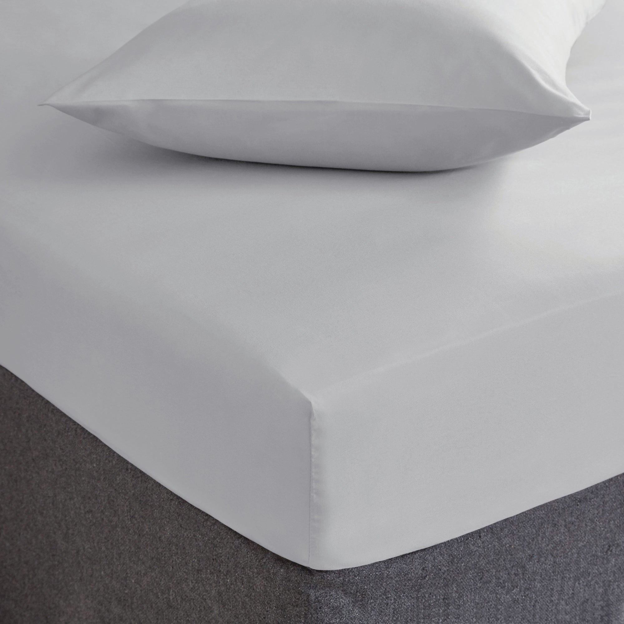 Plain 100% Cotton 200 Thread Count Fitted Sheet Silver