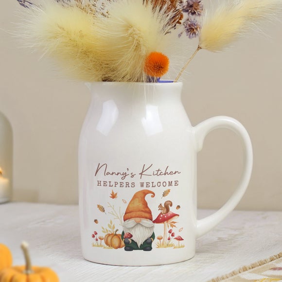 Personalised Autumn Gnome Flower Jug Vase 3